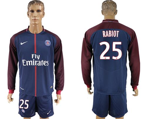 Paris Saint-Germain #25 Rabiot Home Long Sleeves Soccer Club Jersey